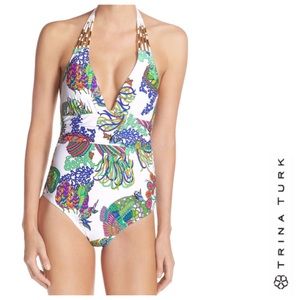 TRINA TURK Swimsuit Finding Dory Beaded One-Piece, MLT, Size